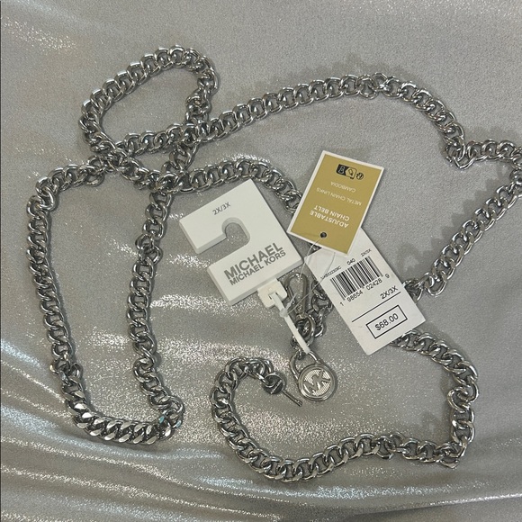 Michael Kors Shiny Silver  Adjustable Chain Belt 2X/3X (5 “ long) - Picture 1 of 3